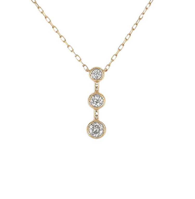Lab-grown diamond three-stone pendant in 14K gold, 1.54 ctw