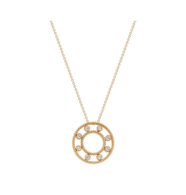 Lab-grown diamond double circle pendant necklace in 14K gold