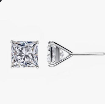 Princess-Cut lab-grown diamond stud earrings in 14K gold, 8 ctw