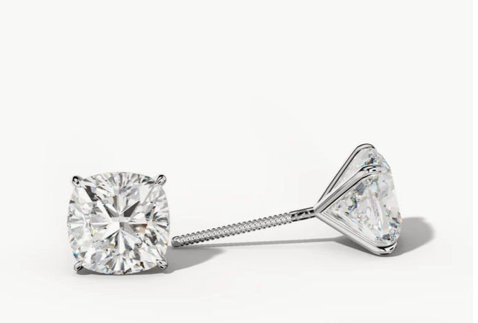 Cushion-Cut lab-grown diamond stud earrings in 14K gold, 6 ctw