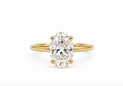 Oval lab-grown diamond solitaire ring in 14K gold, 2 ctw