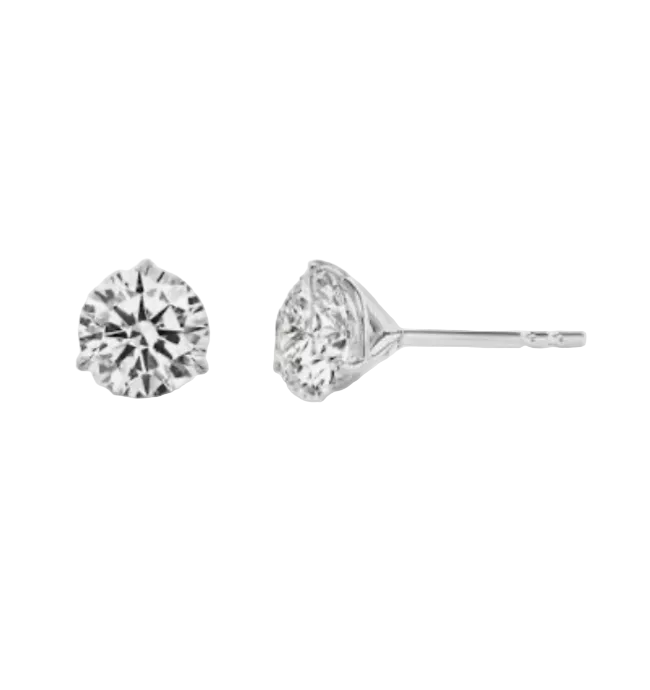 Round-Cut lab-grown diamond stud earrings in 14K gold, 6 ctw